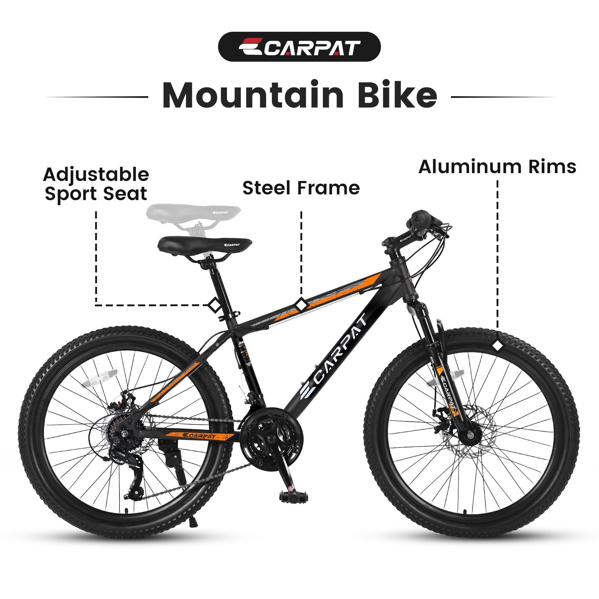 Carpet-High-Carbon Steel Frame, Suspension Mountain Bikes