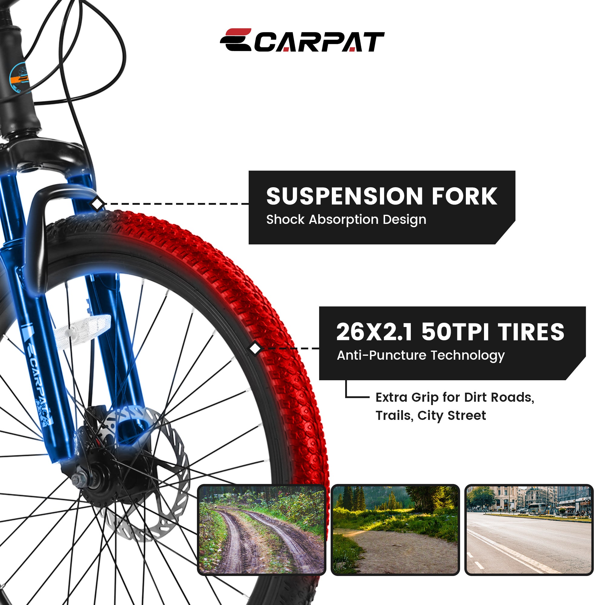 Carpet-High-Carbon Steel Frame, Suspension Mountain Bikes