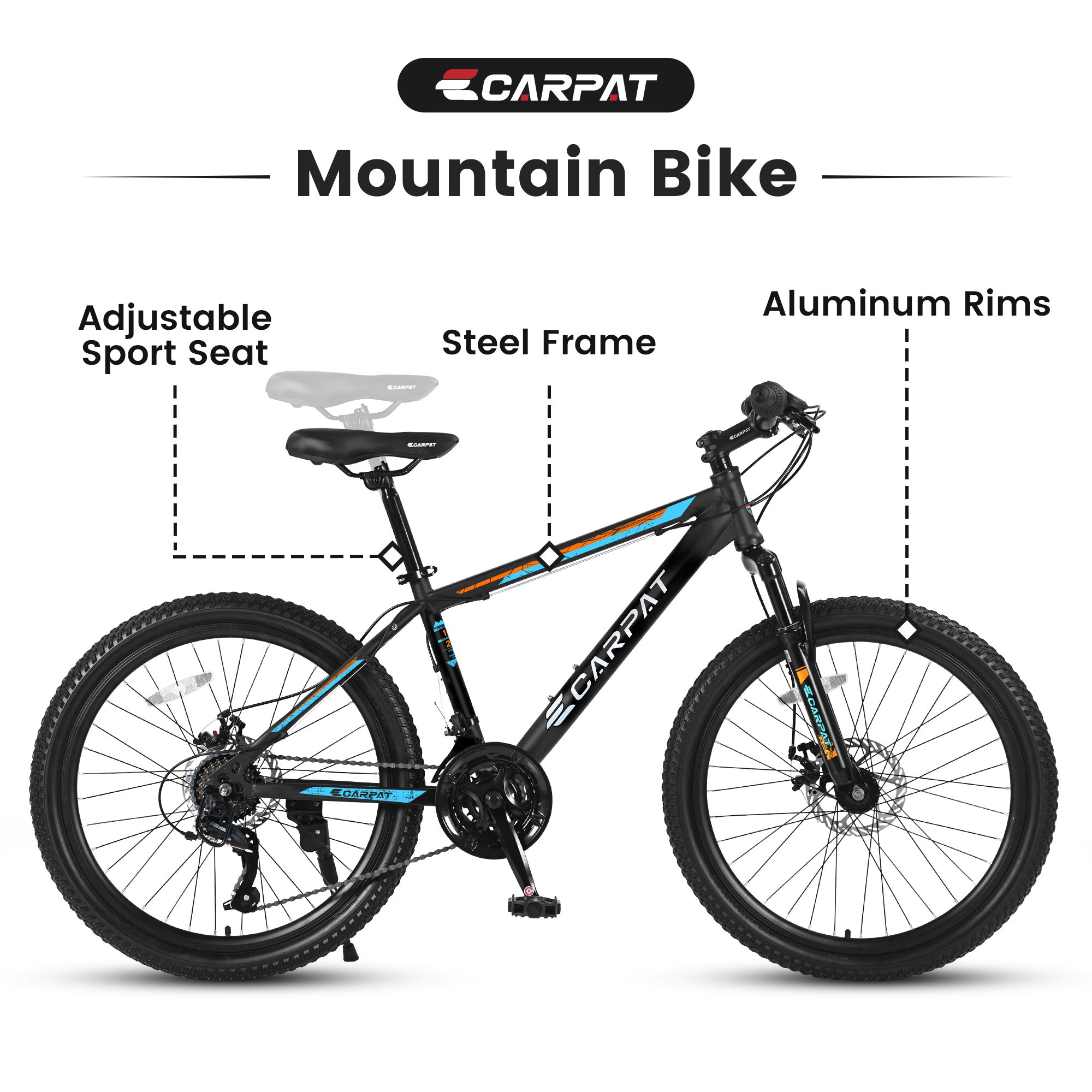 Carpet-High-Carbon Steel Frame, Suspension Mountain Bikes